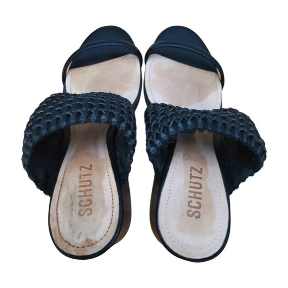 SCHUTZ Brazil Made 2 Straps Braided Sandal in Black Sz 7.5 B - Picture 6 of 10